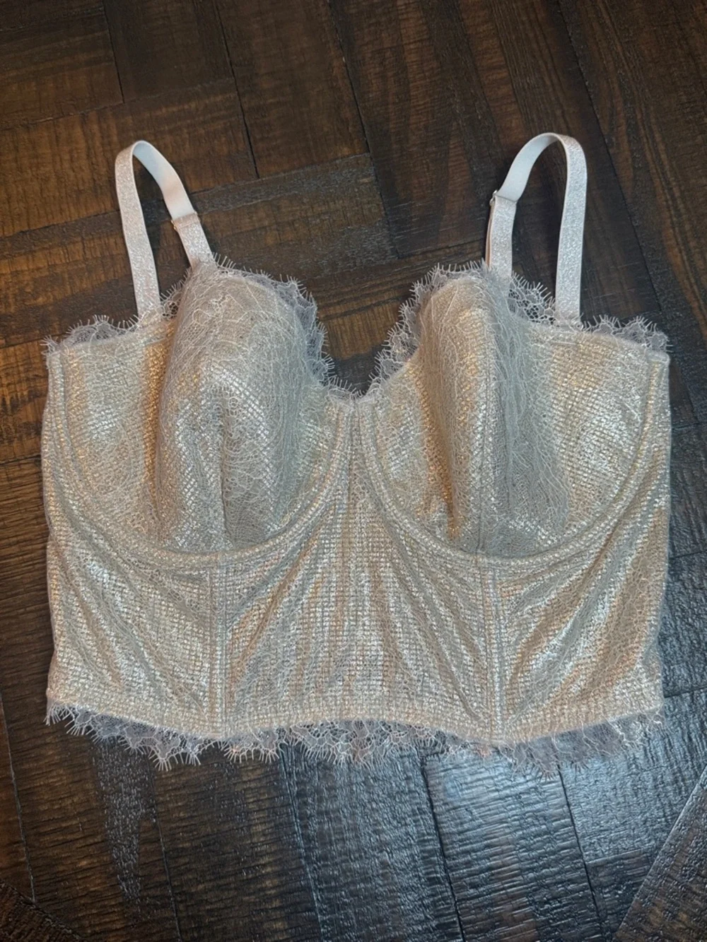 Victoria’s Secret Dream Angels Metallic Lace Bustier 36DD Corset Festival Top - Picture 12 of 13